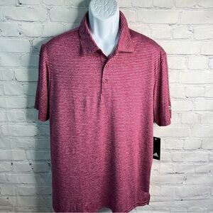 ADIDAS Golf Feeder Striped Polo Shirt Powerberry Large NWT
